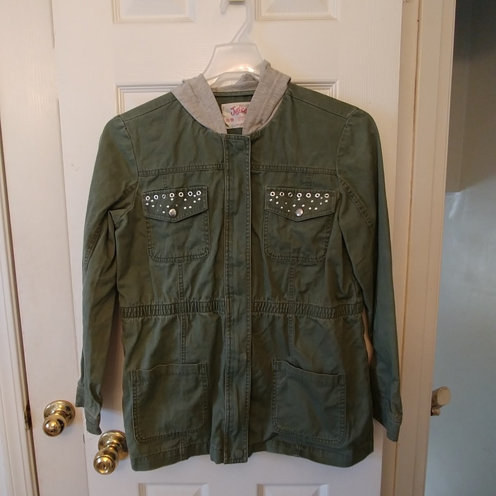 Justice Girl's Khaki Hooded Jacket (18/20)
